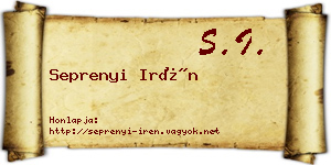 Seprenyi Irén névjegykártya